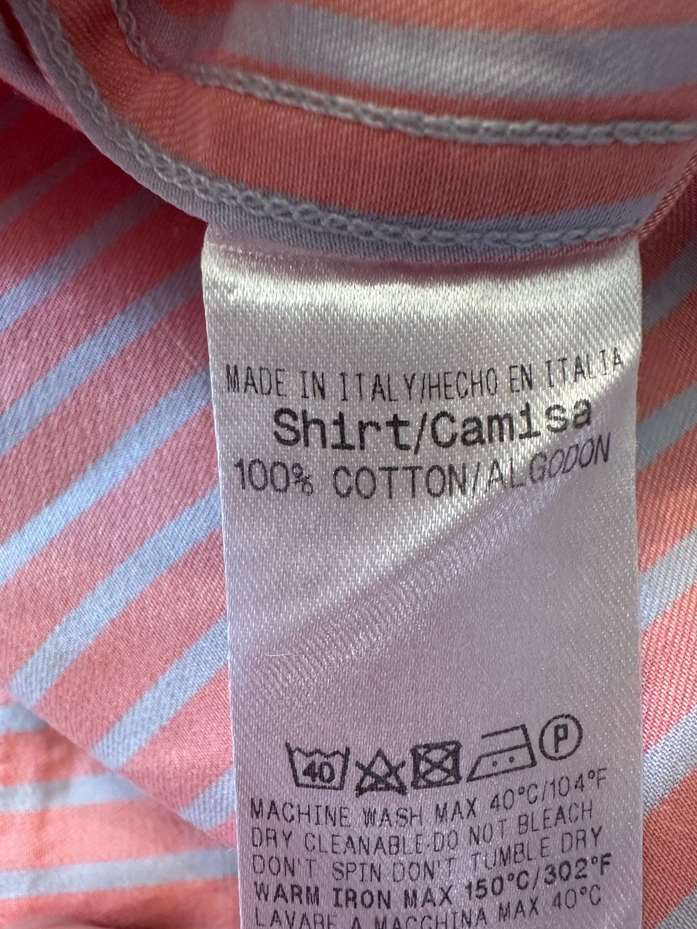 Ermenegildo Zegna Coral and Light Blue Stripe Dress Shirt - Picture 5 of 5